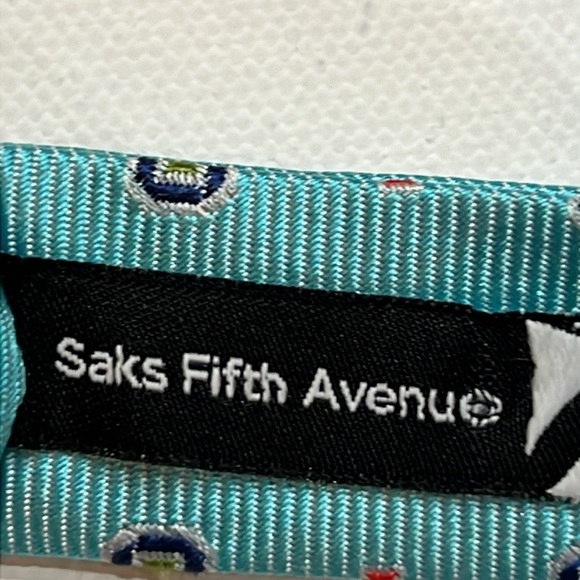 Saks Fifth Avenue Men's  Turquoise Bow Tie - Picture 3 of 5